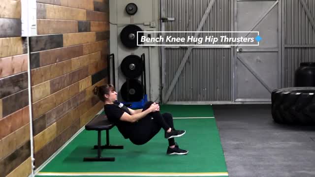 Female Bench Knee Hug Hip Thrusters demonstration