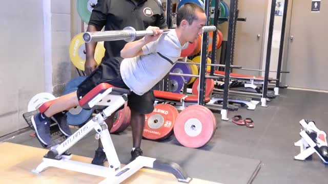 Barbell 45 Degree Back Extension On Hyperextension Apparatus Myworkouts Io